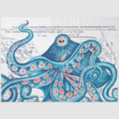 Blue Octopus Tentacle  Map White Art Tissuepapier (Voorkant)