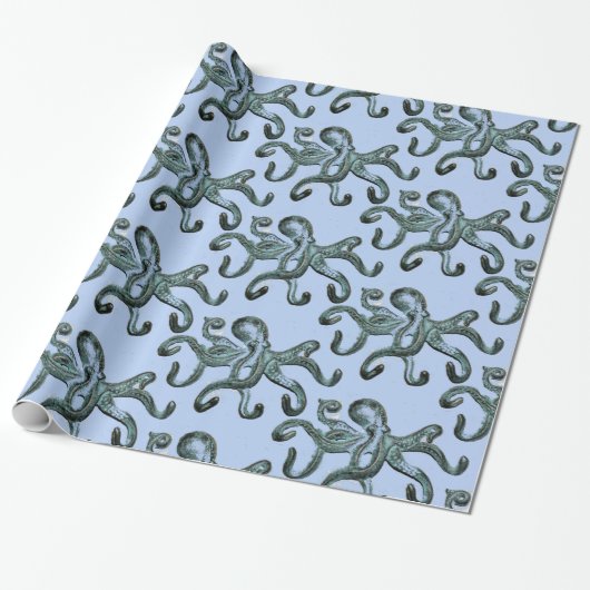 Blue Octopus Thunder_Cove Cadeaupapier (Uitgerold)
