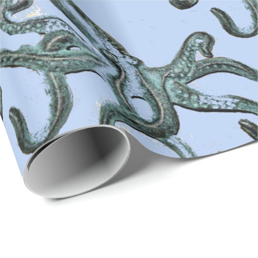 Blue Octopus Thunder_Cove Cadeaupapier (Rol Hoek)