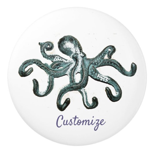 Blue Octopus Thunder_Cove Keramische Knop (Voorkant)