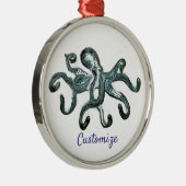 Blue Octopus Thunder_Cove Metalen Ornament (Rechts)