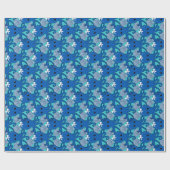 Blue Octopus with Bow Wrapping Paper Cadeaupapier (Vlak)