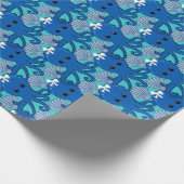 Blue Octopus with Bow Wrapping Paper Cadeaupapier (Hoek)