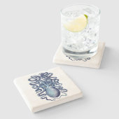 Blue Octopus Zee Monster Stenen Onderzetter (Zijkant)