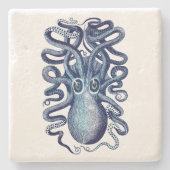 Blue Octopus Zee Monster Stenen Onderzetter (Voorkant)