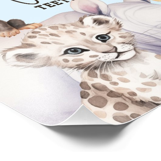 Blue Oerwoud Animals 1e Verjaardag Stats Milestone Foto Afdruk (Hoek)