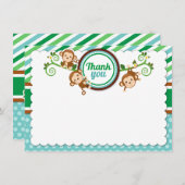 Blue Oerwoud Monkey Safari Baby shower Birthday Bedankkaart (Voorkant / Achterkant)