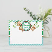 Blue Oerwoud Monkey Safari Baby shower Birthday Bedankkaart (Staand voorkant)