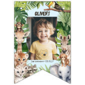 Blue Oerwoud Safari Animals Pattern Birthday Foto Vlaggetjes (Tweede vlag)