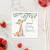 Blue Oerwoud Safari Giraffe Zoo Baby shower Servet (Insitu)