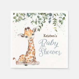 Blue Oerwoud Safari Giraffe Zoo Baby shower Servet