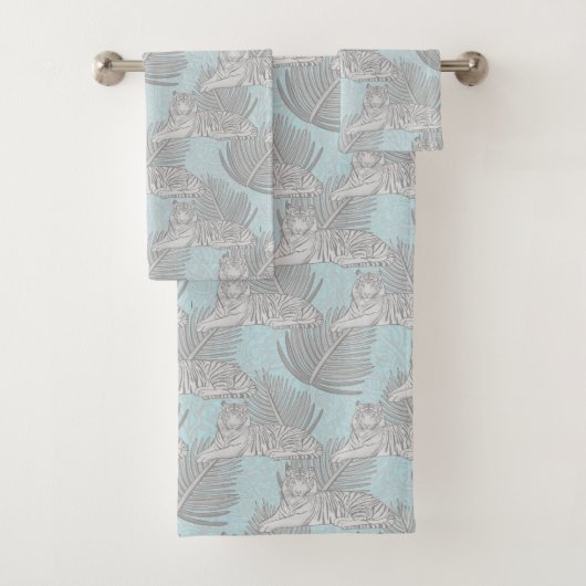 Blue Oerwoud Tiger Pattern Bath Towel Set Bad Handdoek (Insitu)