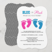 Blue of Pink Foot Prints Gender Reveal Party Kaart (Voorkant / Achterkant)