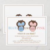 Blue of PInk Little Owls Baby Gender Reopenbaart P Kaart (Voorkant / Achterkant)