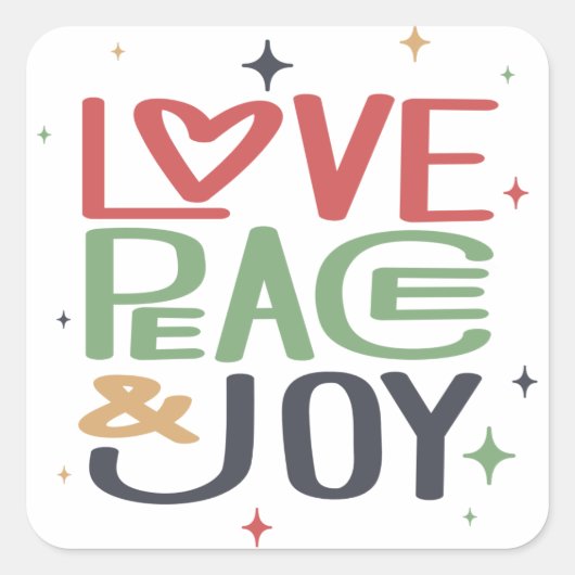 Blue of the holiday : Love, peace and joy Vierkante Sticker (Voorkant)