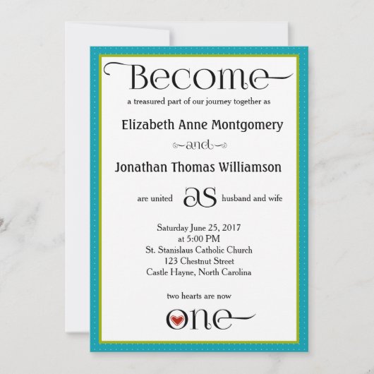 Blue Ogee Christelijke bruiloft uitnodiging (Voorkant)