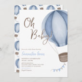 Blue Oh Baby Baby shower Kaart (Voorkant / Achterkant)
