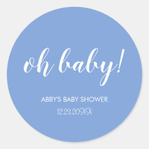 Blue Oh Baby Baby shower Ronde Sticker