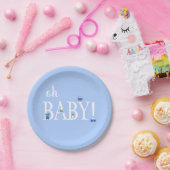 Blue Oh Baby Boy Baby shower Aangepast Bord Papier (Feest)