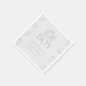 Blue Oh Boy Elegant Hand Drawn Baby Shower Servet (Hoek)