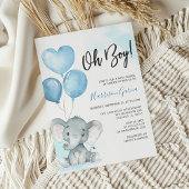 Blue Oh Boy Elephant Waterverf Baby shower Kaart