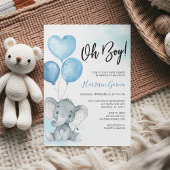 Blue Oh Boy Elephant Waterverf Baby shower Kaart