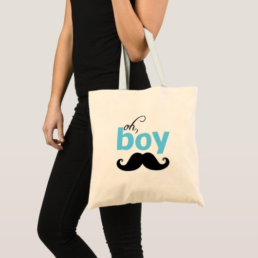Blue Oh Boy Mustache Canvas tas (Voorkant (product))