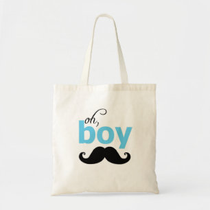 Blue Oh Boy Mustache Canvas tas