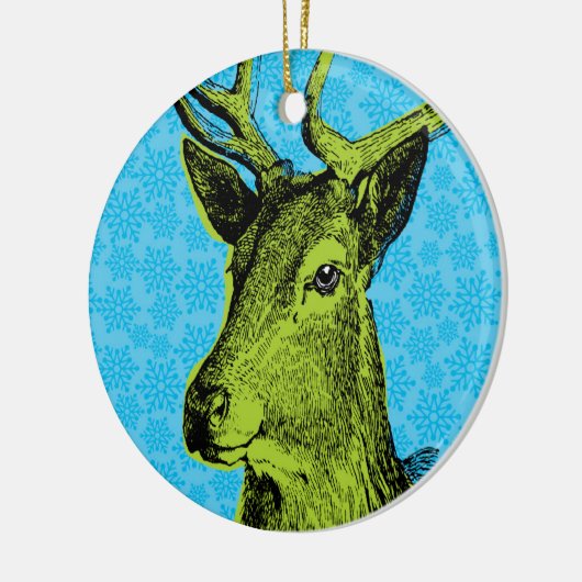 Blue Oh Deer Kerstversiering Keramisch Ornament (Links)