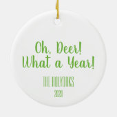 Blue Oh Deer Kerstversiering Keramisch Ornament (Achterkant)
