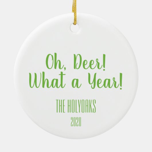 Blue Oh Deer Kerstversiering Keramisch Ornament (Achterkant)