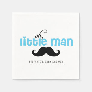 Blue Oh Little Man Snor Custom Baby shower Servet