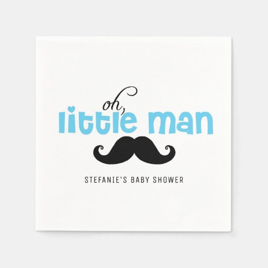 Blue Oh Little Man Snor Custom Baby shower Servet (Voorkant)
