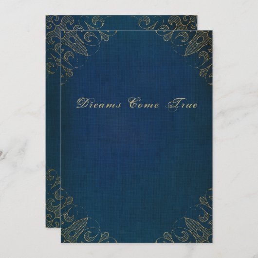 Blue Old Antiek Gilded Book Hoesje Kaart (Voorkant / Achterkant)