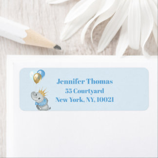 Blue Olifant Label sticker Baby shower adres