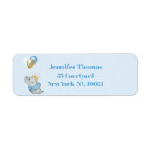 Blue Olifant Label sticker Baby shower adres (Voorkant)