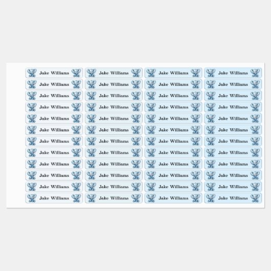 Blue Olifant Naamlabels voor Kinderkleding School Labels (Vel)
