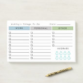 Blue Olive Minimalist Daily Organizer to Do List Post-it® Notes (Op bureau)