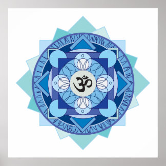 Blue OM Mandala Poster