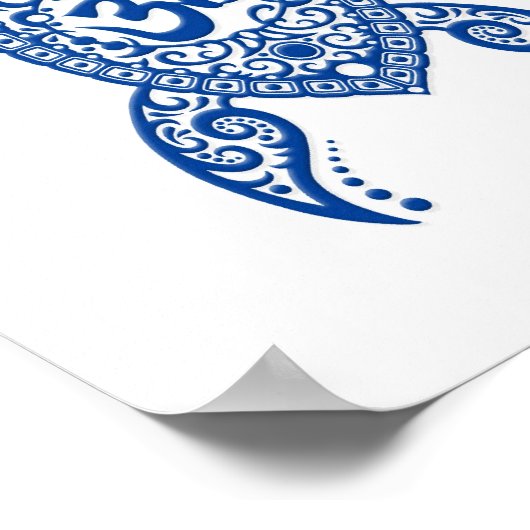 Blue Om Zee Turtle on White Poster (Hoek)