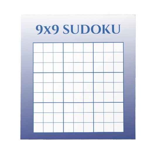 Blue Ombre 9 van 9 Sudoku-Sjabloon Notitieblok (Voorkant)
