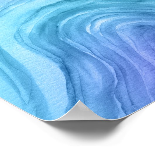 Blue Ombre Abstract Agate II Waterverf Art Poster (Hoek)