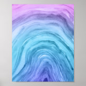 Blue Ombre Abstract Agate II Waterverf Art Poster (Voorkant)