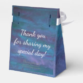 Blue Ombre Abstract | Blauwgroen Paars monogram Vi Bedankdoosjes (Achterkant)