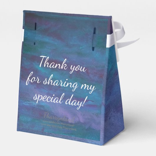 Blue Ombre Abstract | Blauwgroen Paars monogram Vi Bedankdoosjes (Achterkant)