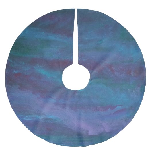 Blue-Ombre Abstract | Turquoise Blauwgroen Violet Kerstboom Rok (Voorkant)
