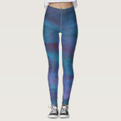 Blue Ombre Abstract | Turquoise Blauwgroen Violet Leggings (Voorkant)