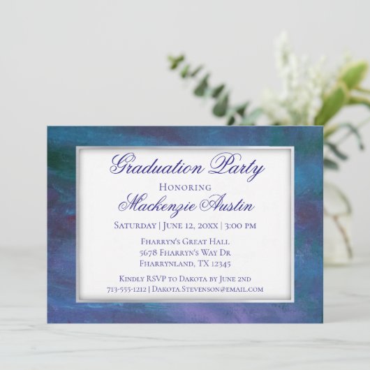 Blue-Ombre-Afstuderen | Turquoise Violet Paarse Kaart (Staand voorkant)