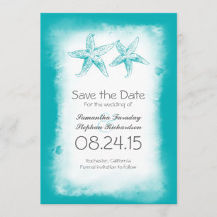 Blue Ombre Beach Sla de datumkaarten op Save The Date