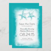 Blue Ombre Beach Sla de datumkaarten op Save The Date (Voorkant / Achterkant)